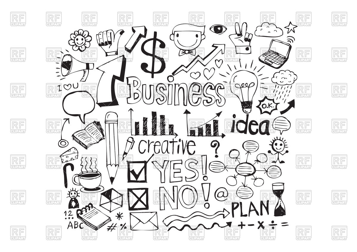 1200x848 Hand Drawn Business Icons Vector Image Of Signs, Symbols, Maps