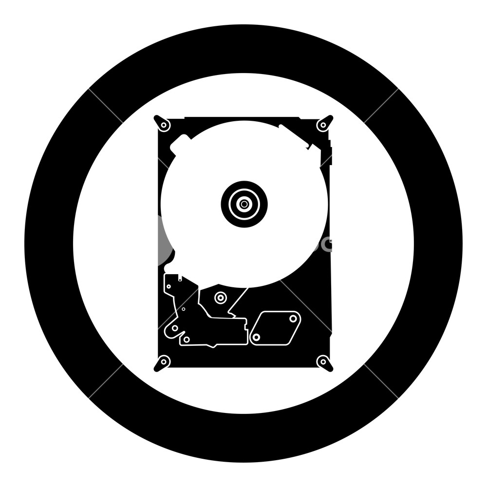 1000x1000 Hard Drive Disk Icon Black Color In Circle Vector Illustration