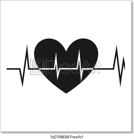 561x581 Free Art Print Of Heart Heart Icon With Ekg Line, Vector Design