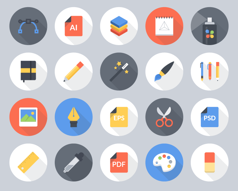 800x640 Freebie Flat Vector Art Tools Icon Set