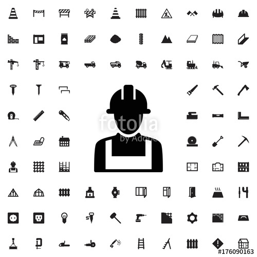 Builder Icon Set Of Filled Construction Icons Stock Image 500x500 Builder Icon Set Of Filled Construction Icons Stock Image