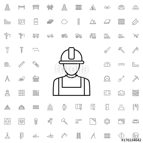 Builder Icon Set Of Outline Construction Icons Stock Image 500x500 Builder Icon Set Of Outline Construction Icons Stock Image