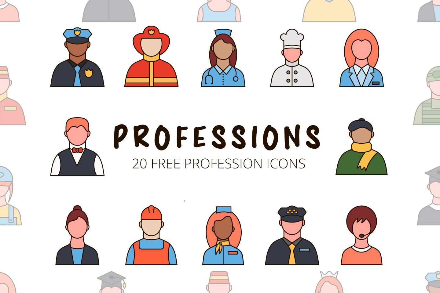 Professions Vector Free Icon Set 1440x960 Professions Vector Free Icon Set