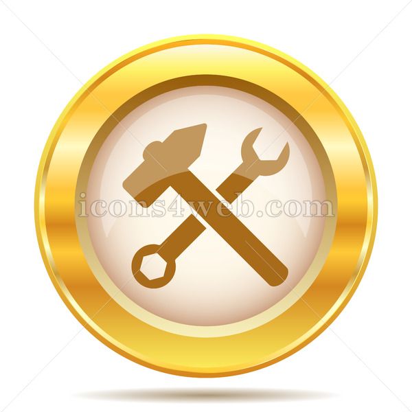 Wrench And Hammer Tools Golden Button Golden Icons 600x600 Wrench And Hammer Tools Golden Button Golden Icons