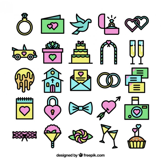 626x626 Colorful Wedding Icons Collection Free Icon Packs Ui Download