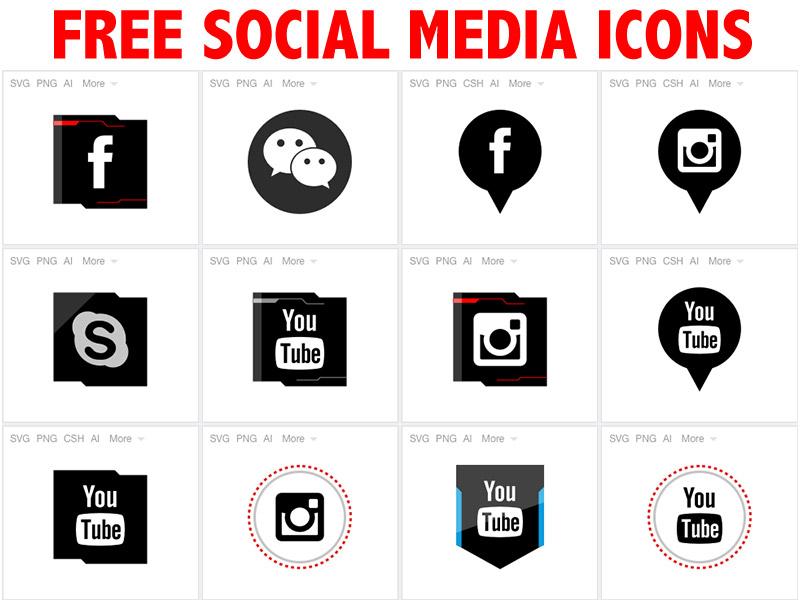 800x600 Free Flat Social Media Icons