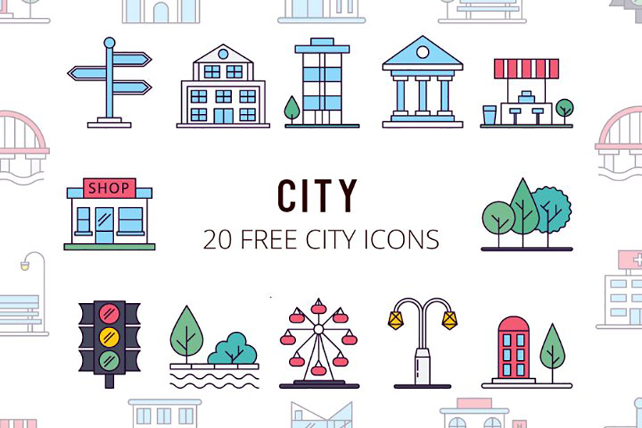 900x600 City Vector Free Icon Set Free Design Resources