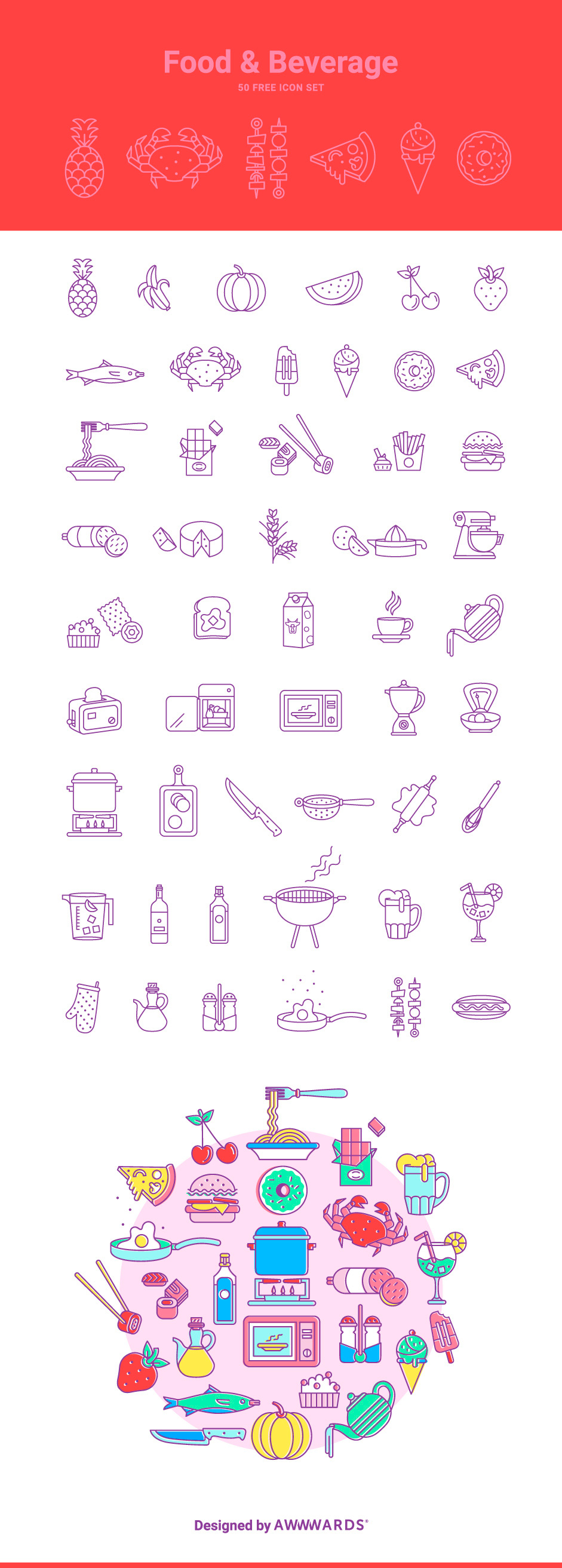 941x2625 Delicious Food Beverage Vector Icons