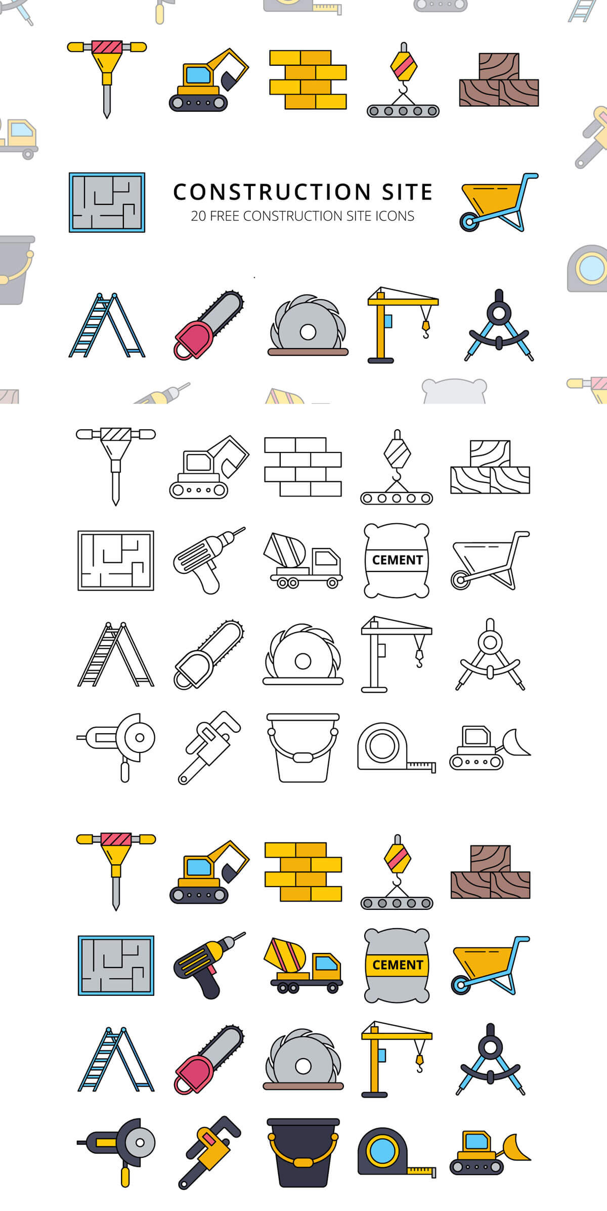 Free Construction Site Vector Icon Set 1200x2393 Free Construction Site Vector Icon Set