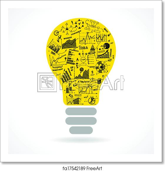 561x581 Free Art Print Of Doodle Idea Lightbulb Icon With Infographics
