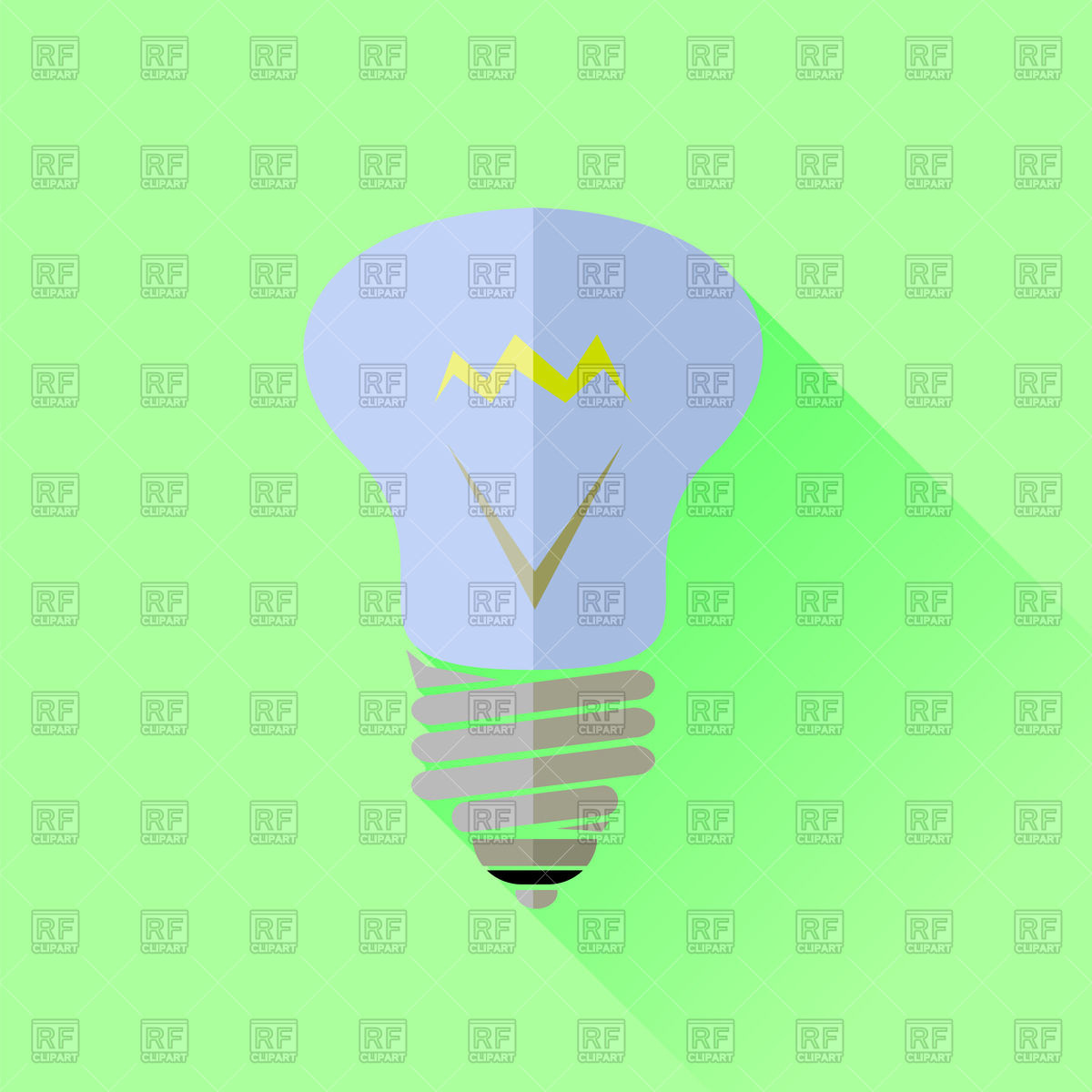 1200x1200 Glass Light Bulb Icon On Green Background Vector Image Of Signs