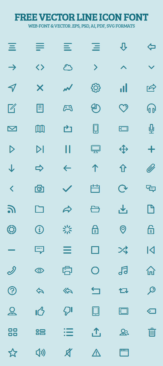 550x1234 Vector Line Icon Font