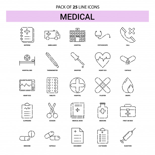 626x626 Medical Line Icon Set