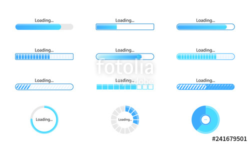 500x288 Loading Icon Set Isolated On White Background Progress Bar