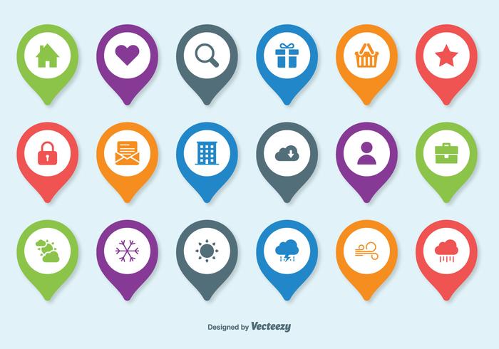 700x490 Map Pin Vector Icon Set