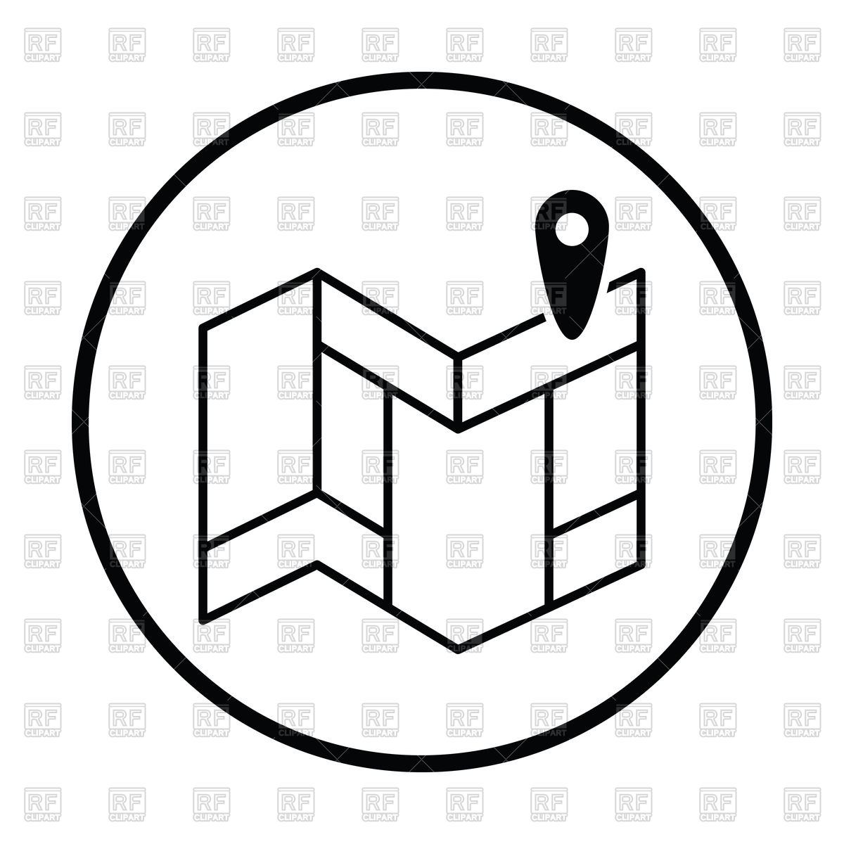 1200x1200 Thin Circle Design Of Navigation Map Icon Vector Image Of Icons