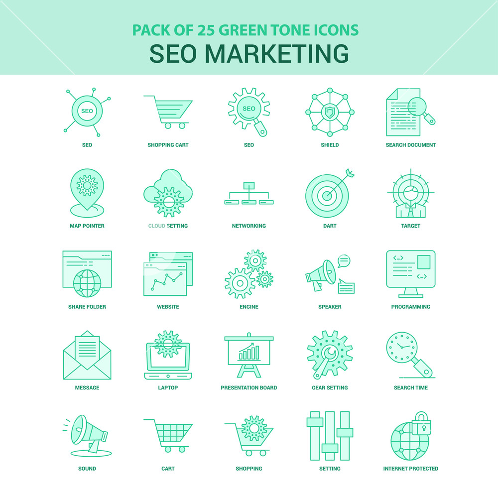 1000x1000 Green Seo Marketing Icon Set Royalty Free Stock Image