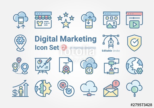 500x352 Digital Marketing Icon Collection Vol Stock Image And Royalty