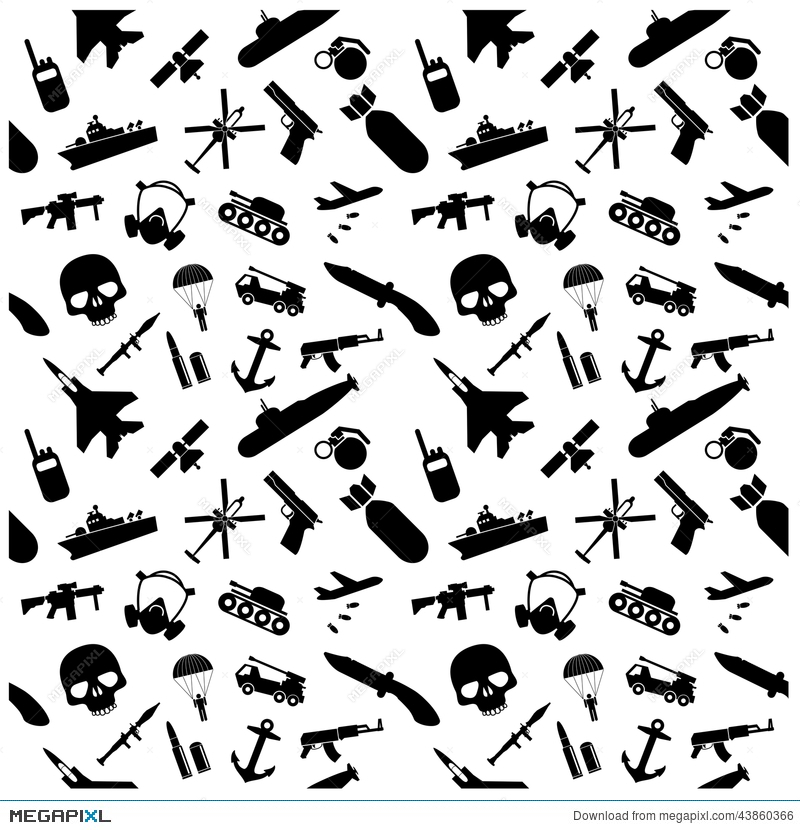 Military Icons And Background Pattern Illustration 800x830 Military Icons And Background Pattern Illustration