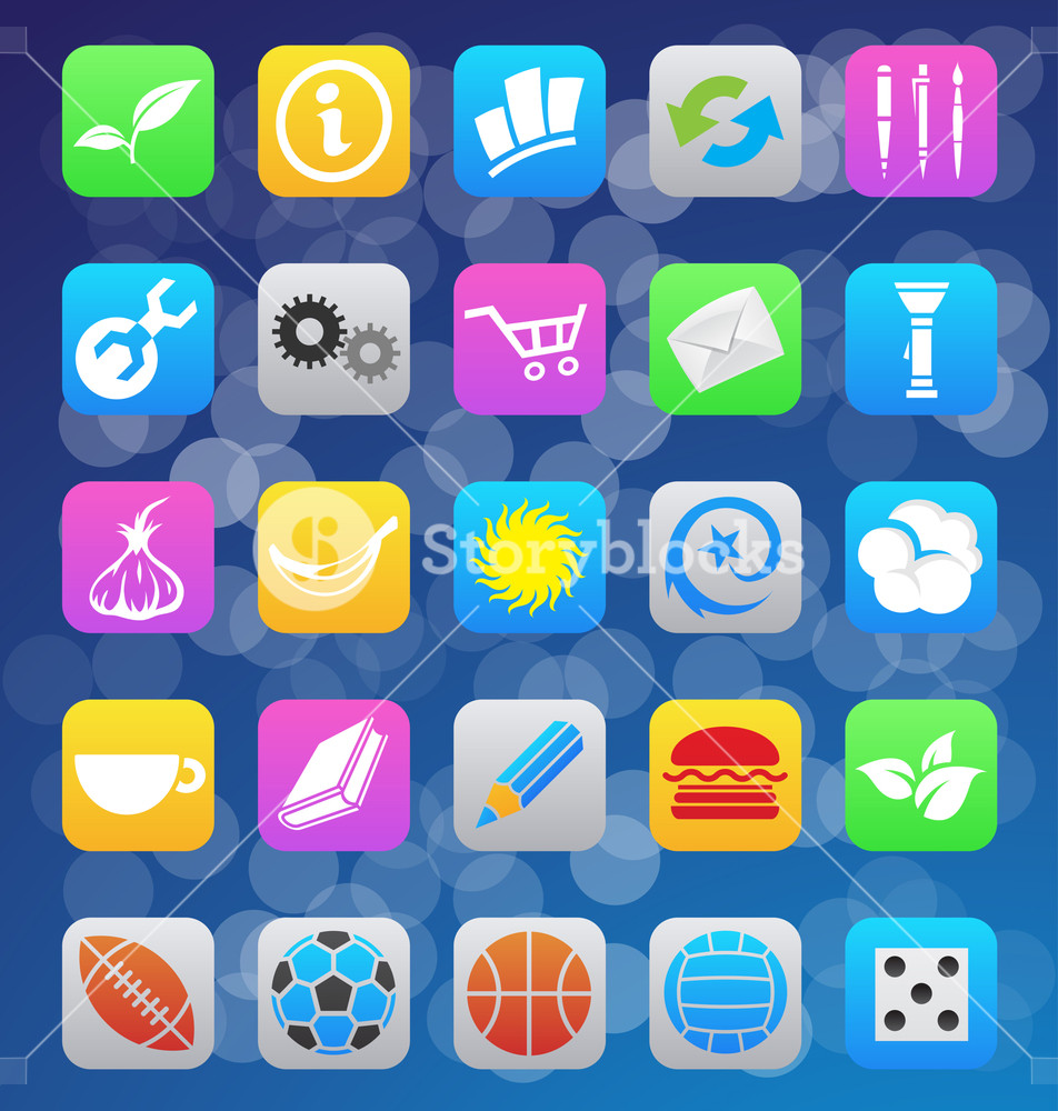Vector Illustration Of Various Ios Style Mobile App Icons 952x1000 Vector Illustration Of Various Ios Style Mobile App Icons