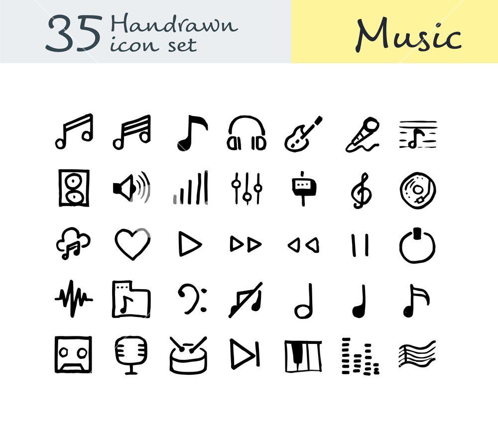 1000x860 Hand Drawn Music Icon Doodle Music Icon Vector Illustration