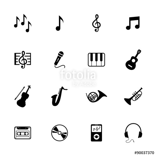 500x500 Music Icons Musical Icon Vector Black Icon Stock Photo