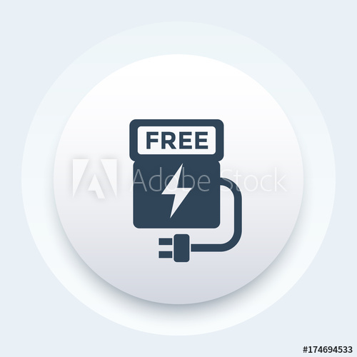 Car Charging Station Free Of Charge, Vector Icon 500x500 Car Charging Station Free Of Charge, Vector Icon