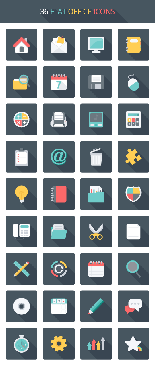 540x1270 Free Vector Epspsd Pack Of Flat Office Icons + Win! Creative