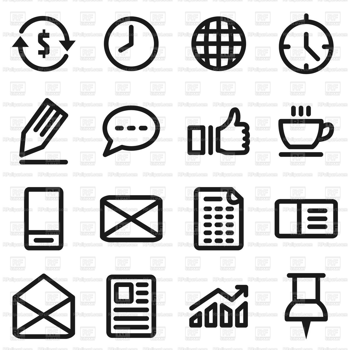 1200x1200 Set Of Office Icons Vector Image Of Icons And Emblems