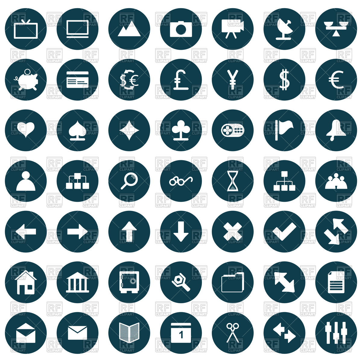 1200x1200 Business And Office Icons Vector Image Of Signs, Symbols, Maps
