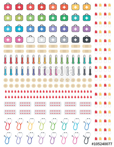 387x500 Medical Icon Set Minimalistic Flat Design,colors Printable Planner