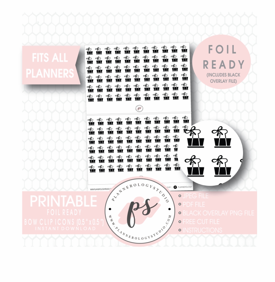 920x944 Bow Clip Icon Digital Printable Planner Stickers
