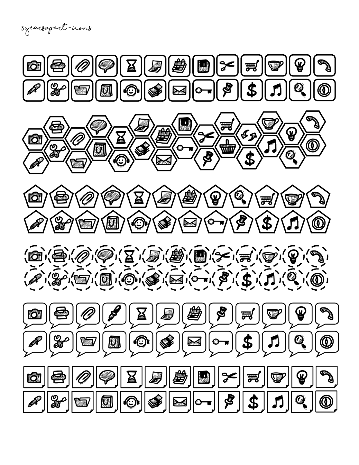 1236x1600 Free Printable Planner Icons