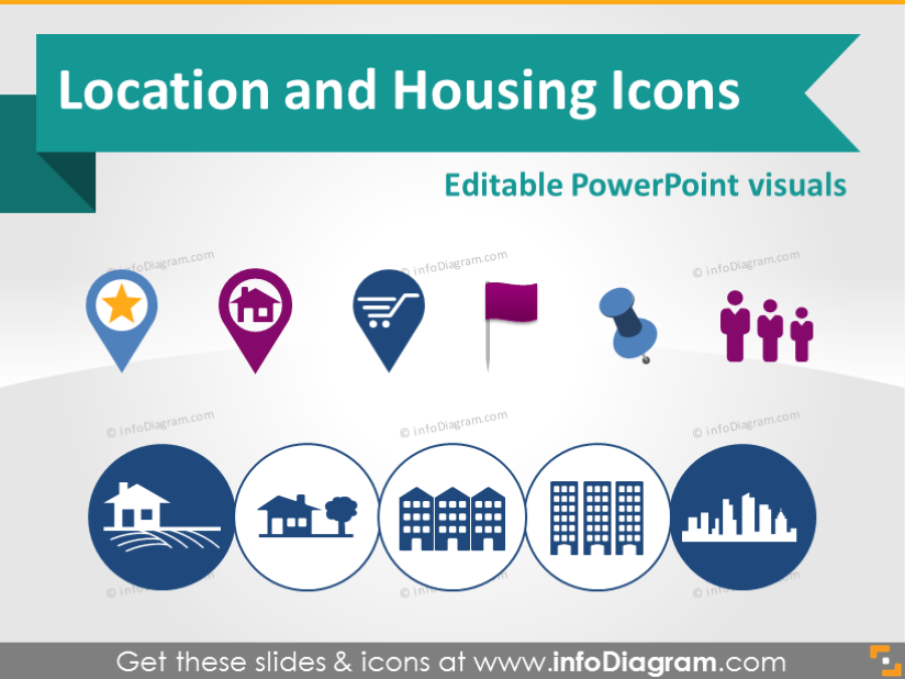 824x618 Location Map Marker Building House Logistics Symbols Powerpoint