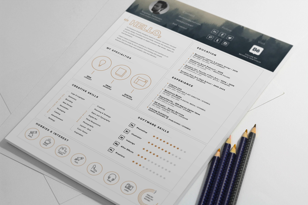 1024x683 Free Stylish Resume Template And Resume Icons