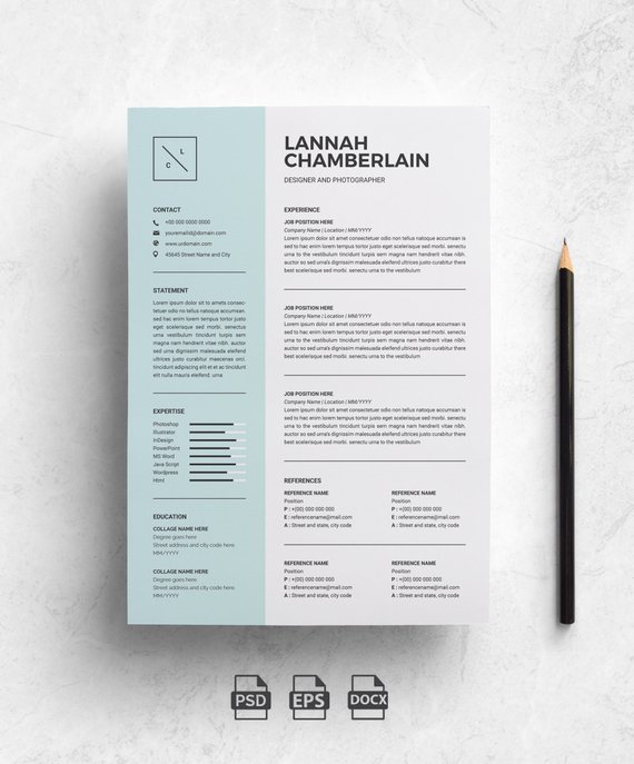 570x687 Creative Resume Template For Word + Free Cover Letter + Social