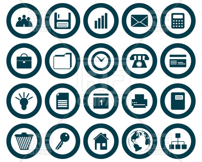 400x320 Business And Office Round Icon Set Vector Image Of Icons
