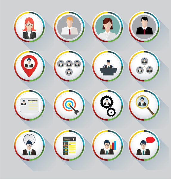 574x600 Business Icons Vector With Round Design Free Vector In Adobe
