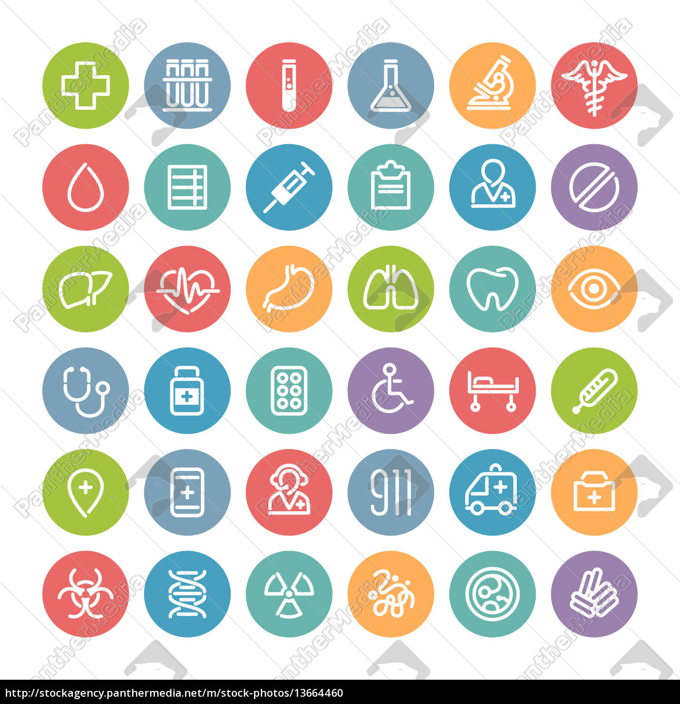 1400x1450 Set Of Flat Round Medical Icons