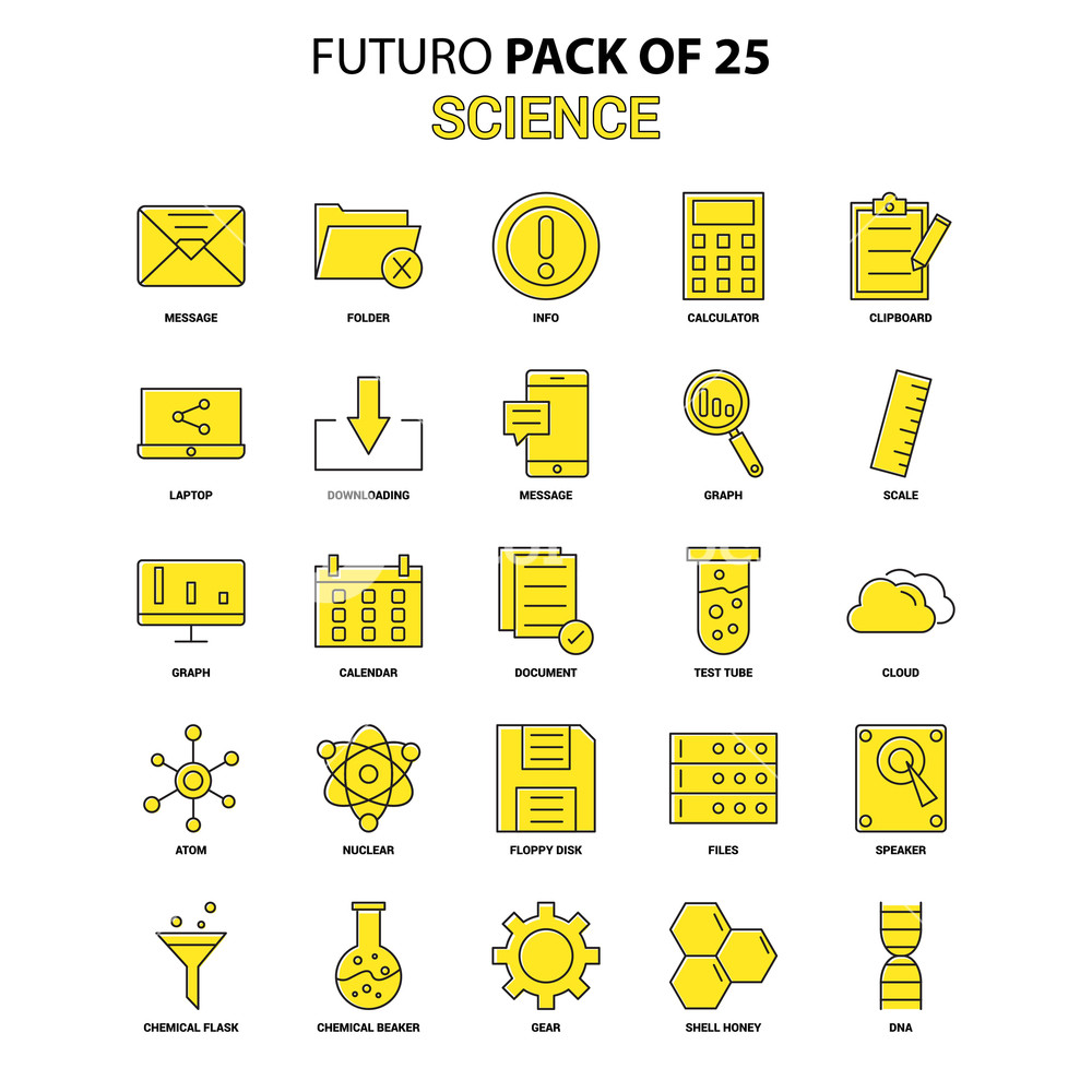 1000x1000 Science Icon Set Yellow Futuro Latest Design Icon Pack Royalty
