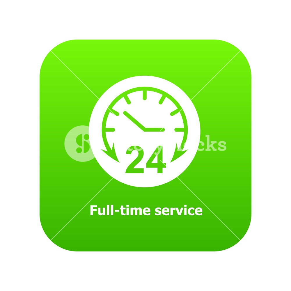 1000x1000 Full Time Service Icon Green Vector Isolated On White Background