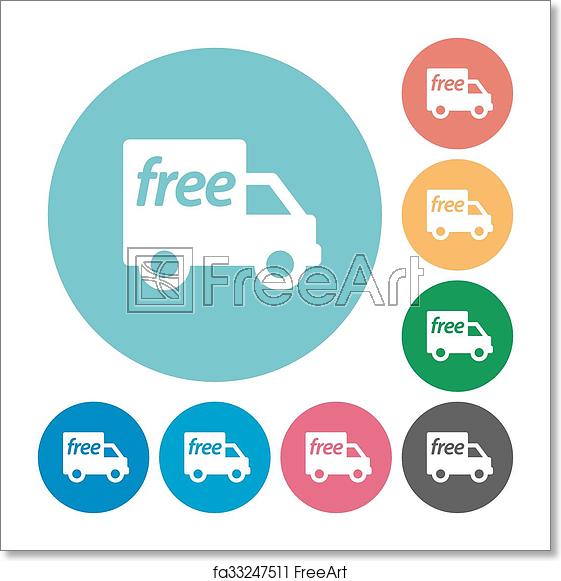 561x581 Free Art Print Of Flat Free Shipping Icons Flat Free Shipping