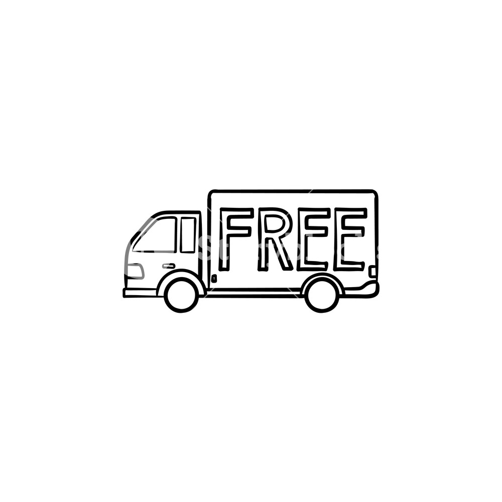1000x1000 Free Delivery Truck Hand Drawn Outline Doodle Icon Royalty Free
