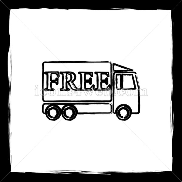 600x600 Free Delivery Truck Sketch Icon