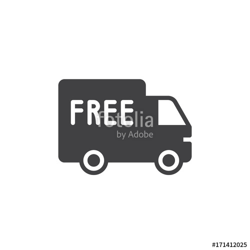 500x500 Free Shipping Truck Icon Vector, Filled Flat Sign, Solid Pictogram