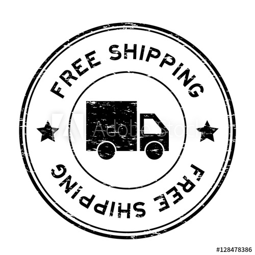 500x500 Grunge Black Free Shipping With Truck Icon Round Rubber Stamp
