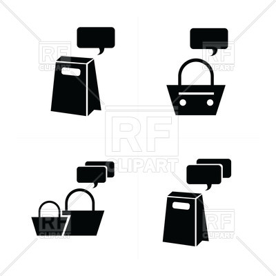 400x400 Shopping Bag Icon Set With Bubble Talk Vector Image Of Icons