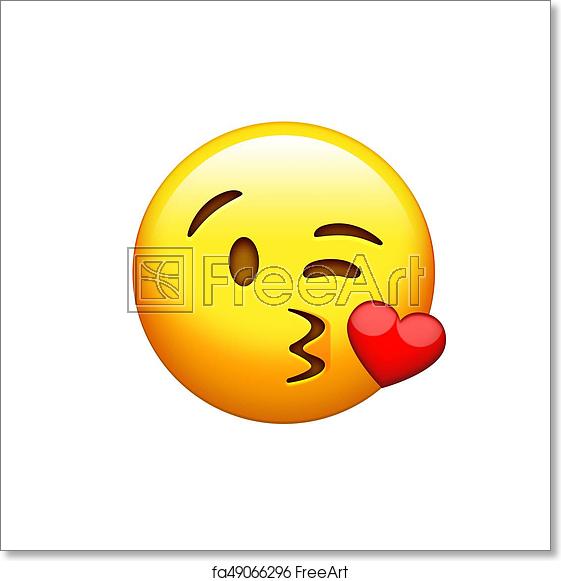561x581 Free Art Print Of Isolated Yellow Smiley Face With Kissing Mouth