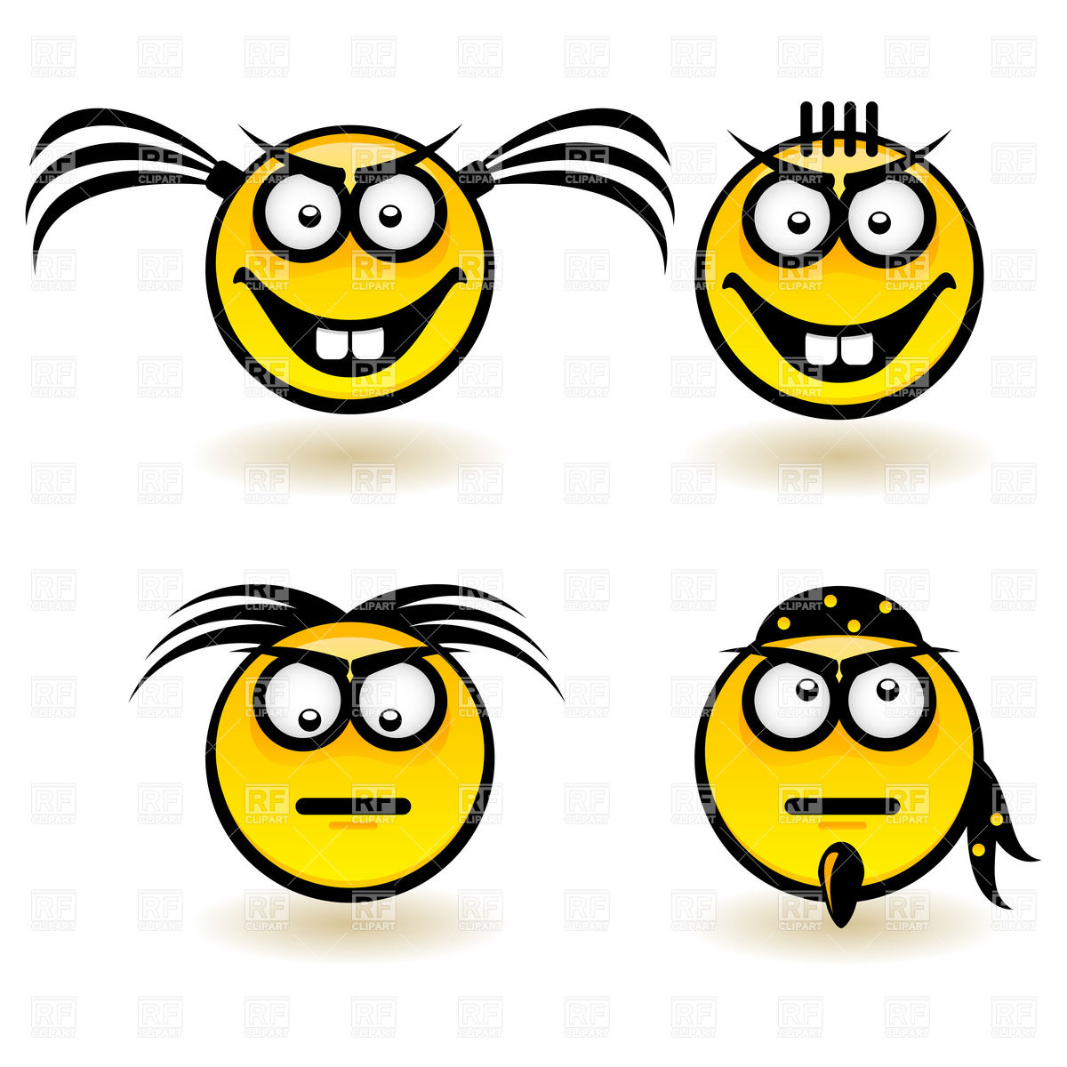 1200x1200 Cartoon Smiley Face Icons With Emotions
