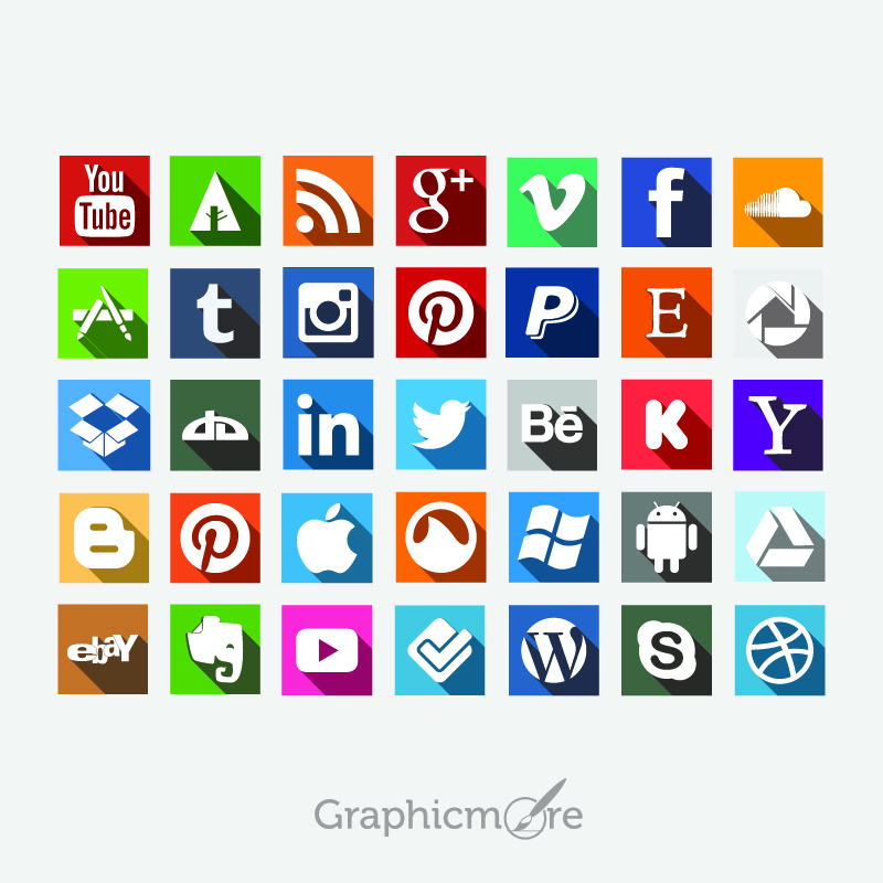 Social Media Icons Set Design Free Vector 800x800 Social Media Icons Set Design Free Vector